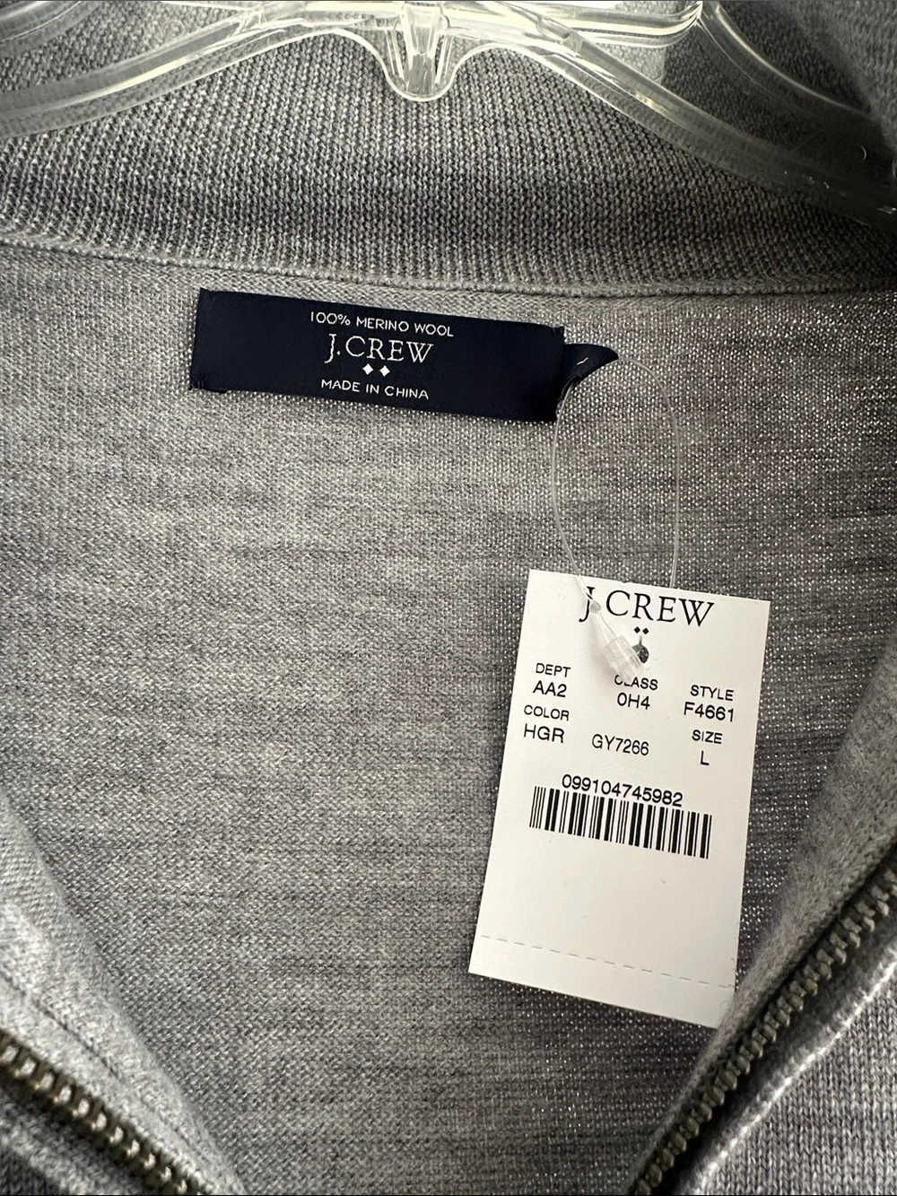 J. Crew Men's Light Gray Half-Zip Sweater